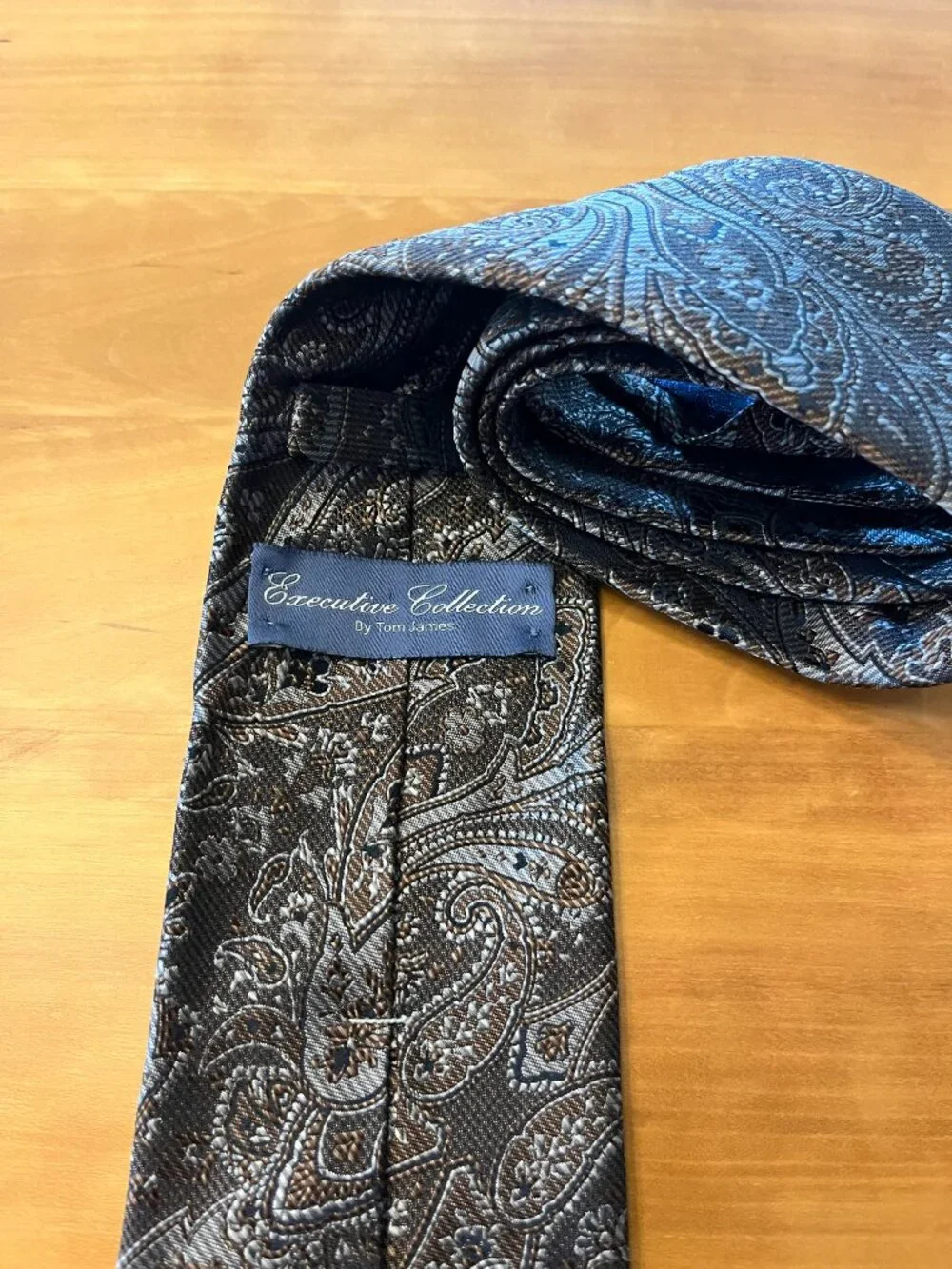 Executive Collection by Tom James -  Silk Tie | Paisley Bronze Slate Blue